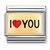 Nomination Composable Classic Link 030284/52 I Heart You in 18K Gold & Enamel